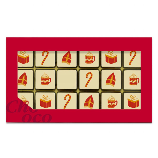 ChocoGiftbox mit 18 Schokoblöckchen 'Sinterklaas' + logo