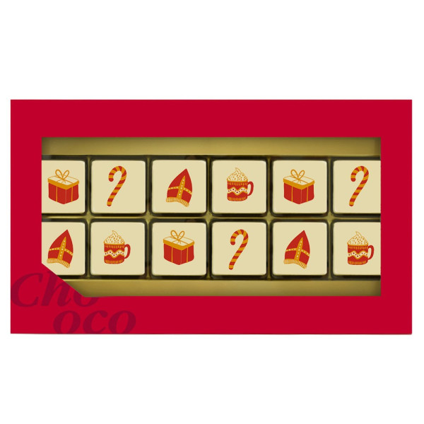 ChocoGiftbox mit 12 Schokoblöckchen 'Sinterklaas'