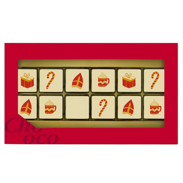 ChocoGiftbox mit 12 Schokoblöckchen 'Sinterklaas' + logo