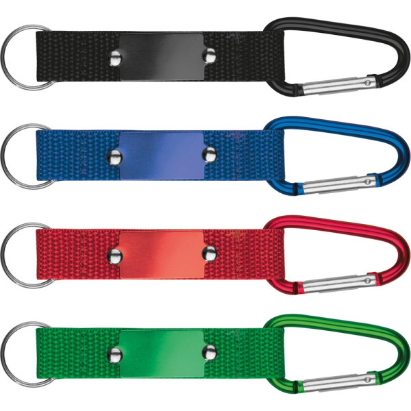 Schlüsselanhänger mit Karabiner und Plättchen aus Metall PHYLLIS